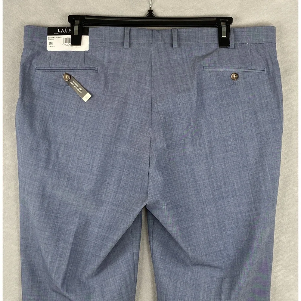 Lauren Ralph Lauren Men's 42x32 Classic Fit Flat Front Suit Pants Light Blue NEW